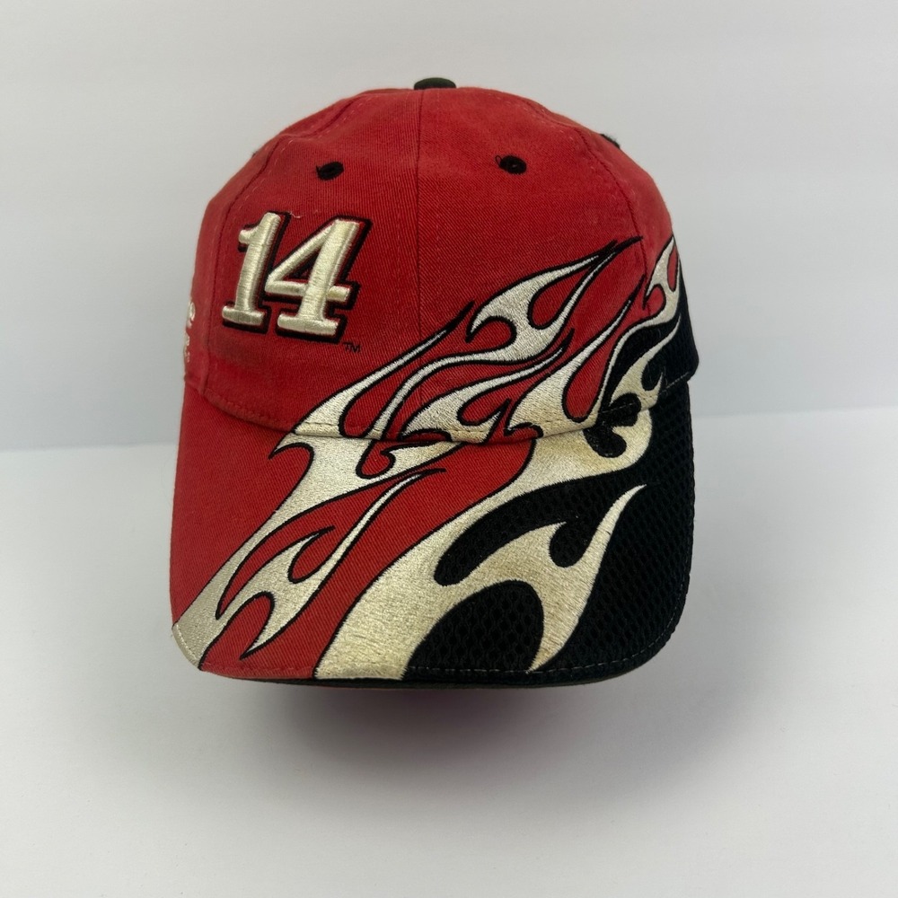Vintage 90s Tony Stewart Hat Cap Strap Back Adjustable Red Nascar Racing Adult